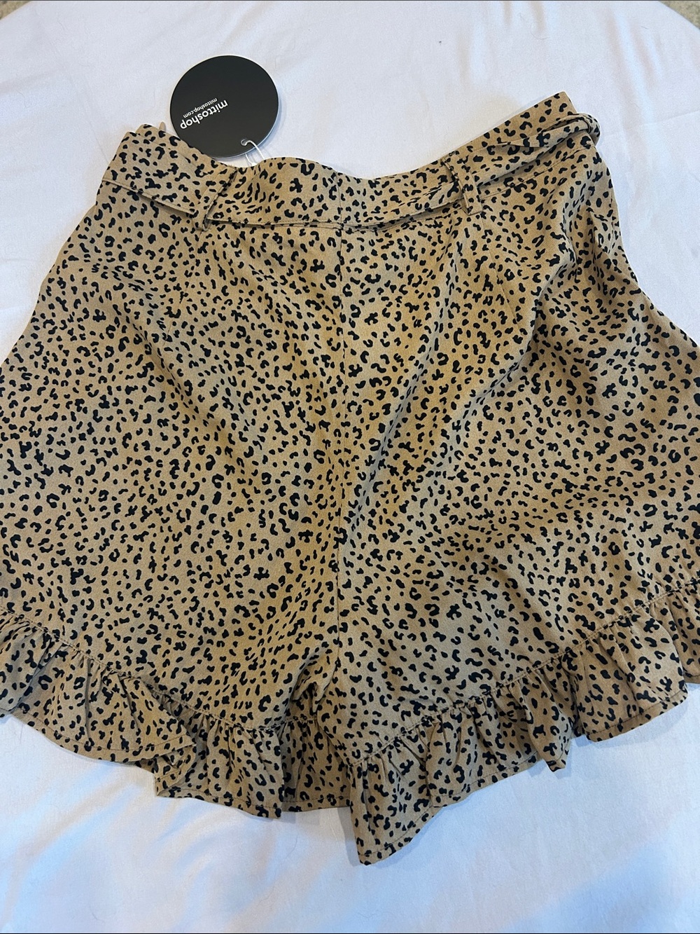 ◾️NEW! Mittoshop Leopard Print Tie-Waist Ruffle Shorts with Pockets 🐆 - Picture 6 of 8